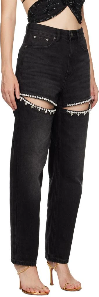 AREA Black Crystal Slit Jeans 2