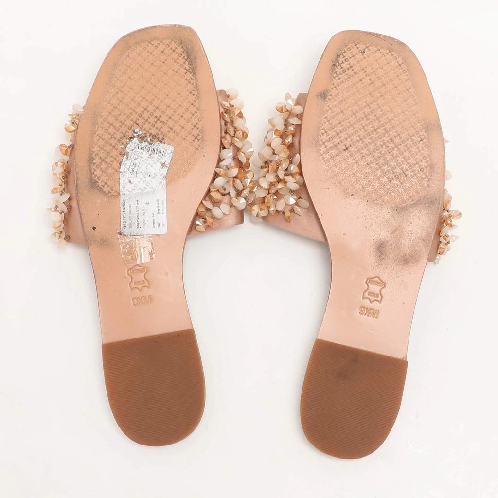 Tory Burch Tory Burch Beige Satin Embellished Logan Slide Sandals Size 39.5 6