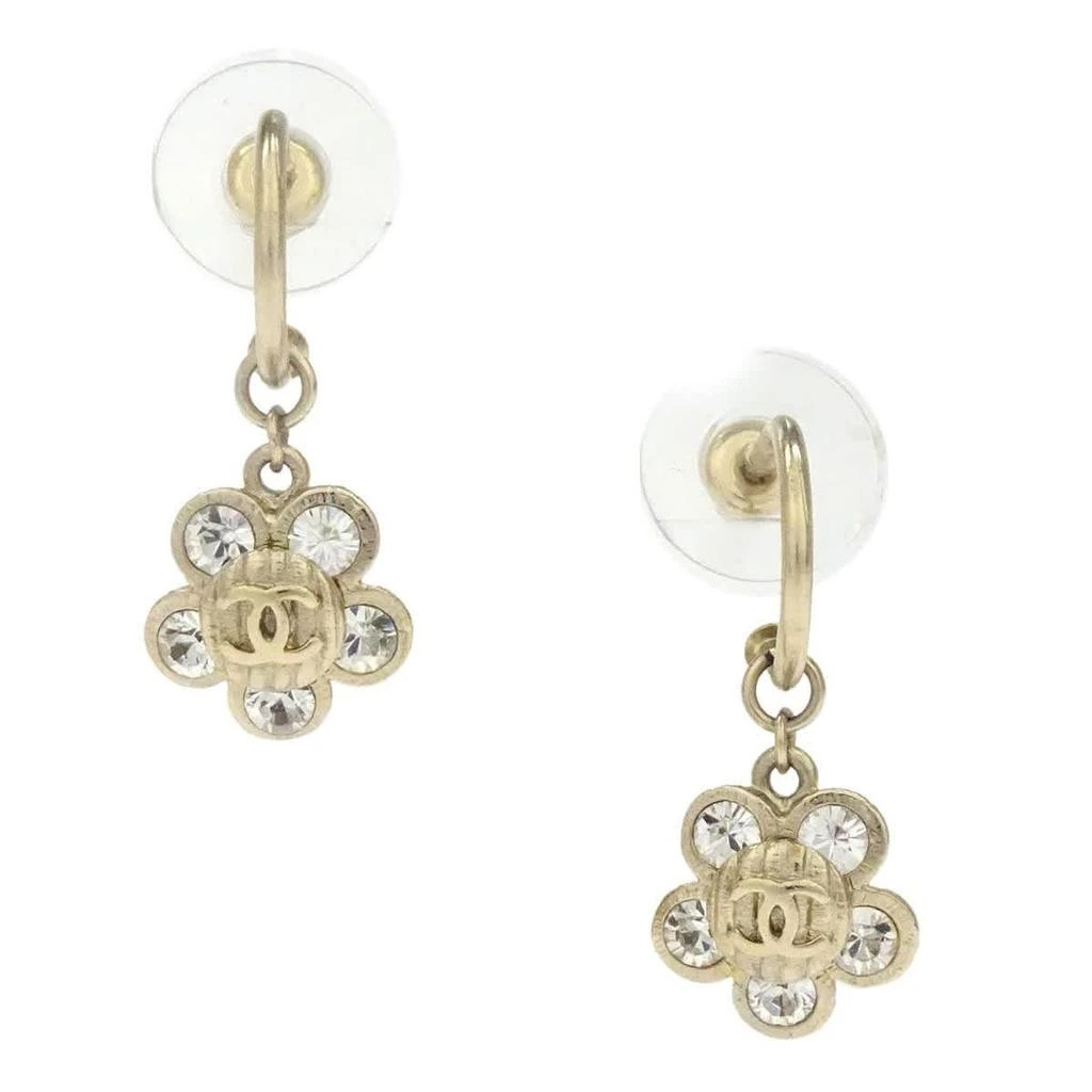 Chanel Flower Cc Drop Earrings Metal And Crystals _Plated Earrings Jewelry (Pre-Owned)