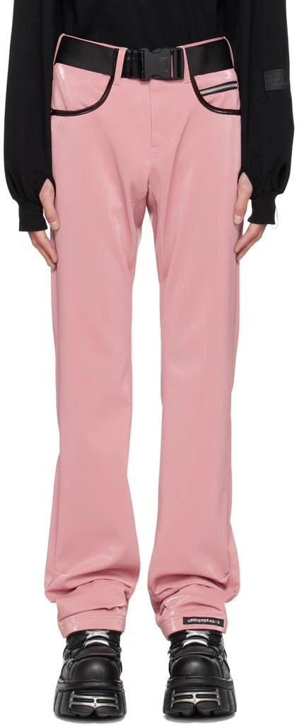 99% IS Pink 'ATT1%TUDE' Always Glossy Faux-Leather Trousers 1