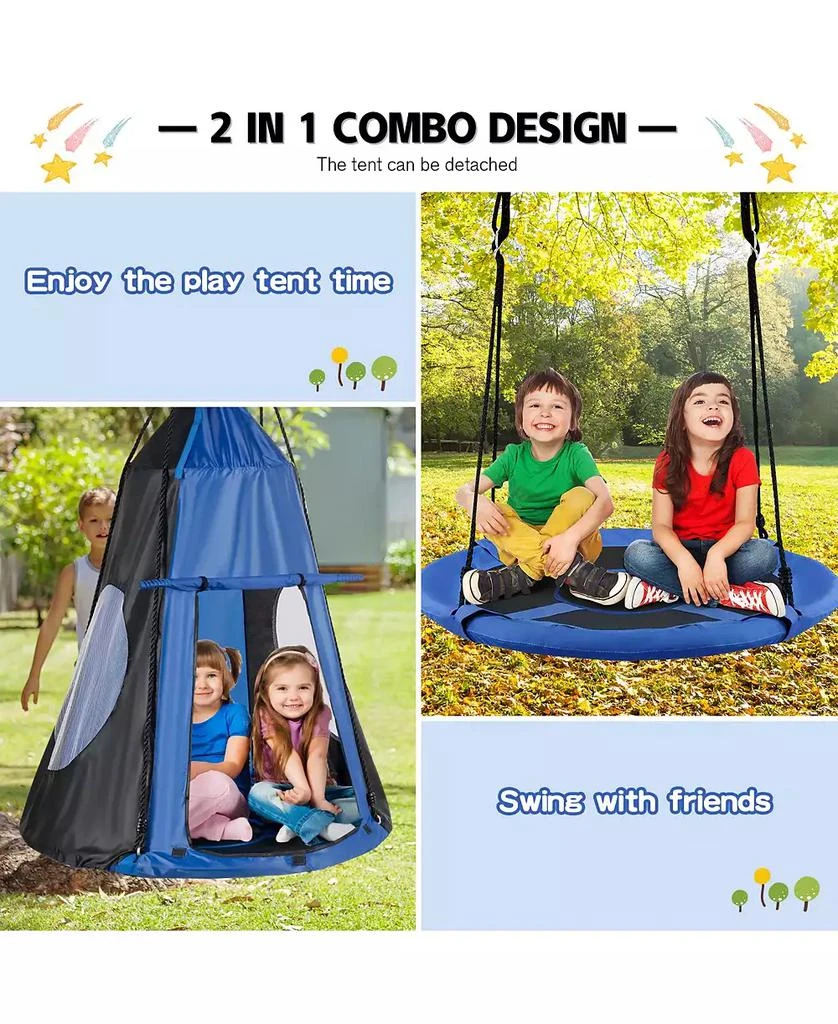 SKONYON Kids 2-in-1 40 Inch Hanging Chair Detachable Swing Tent 7
