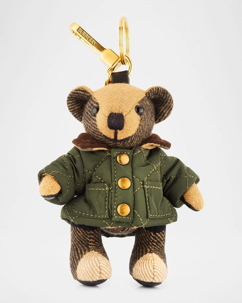Burberry Thomas Check Cashmere Teddy Bear in Quilted Jacket Bag Charm