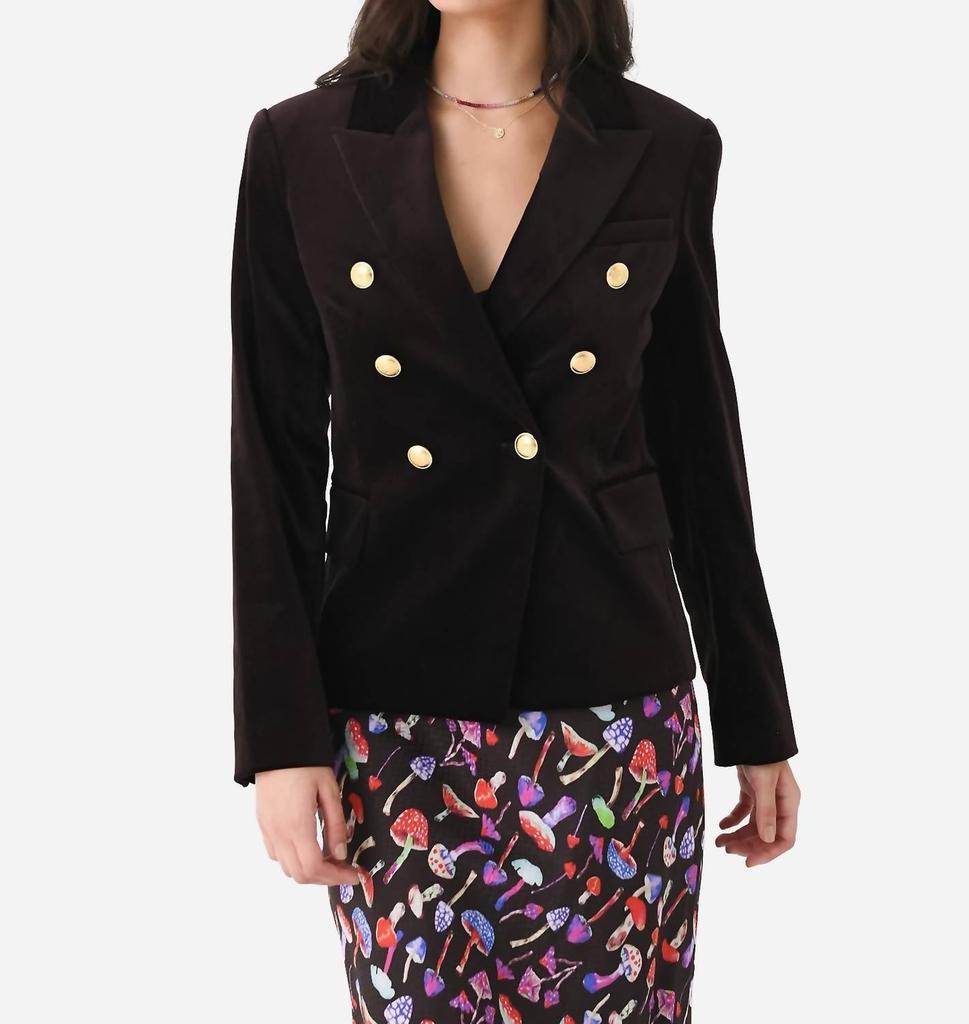 A.L.C. Chelsea Velvet Tailored Jacket In Chocolate Plum