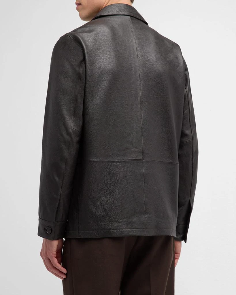 Neiman Marcus Men's Cordoba Lamb Leather Chore Jacket 4