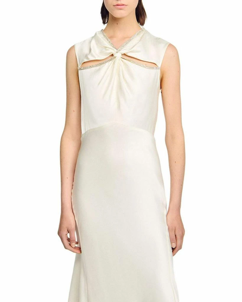 Sandro Rhinestone Trim Satin Maxi Dress 2