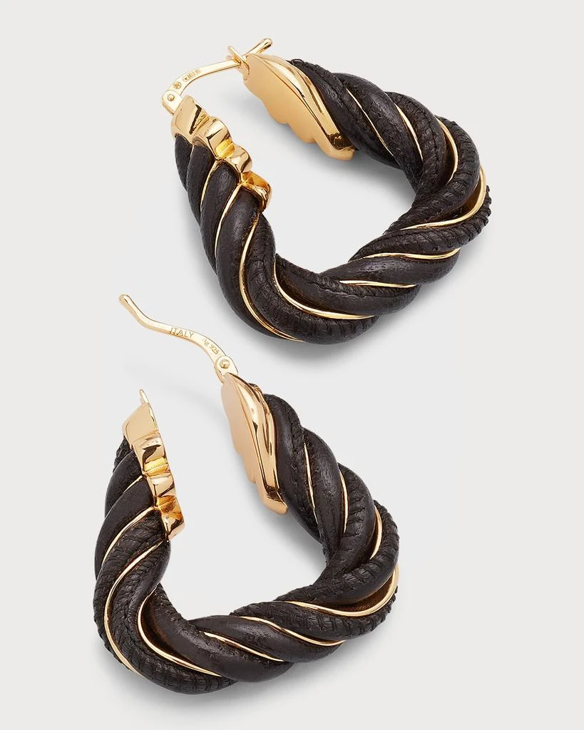 Bottega Veneta Leather Twist Triangle Hoop Earrings 4