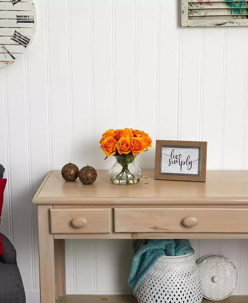 NEARLY NATURAL Rose Arrangement w/Vase 2