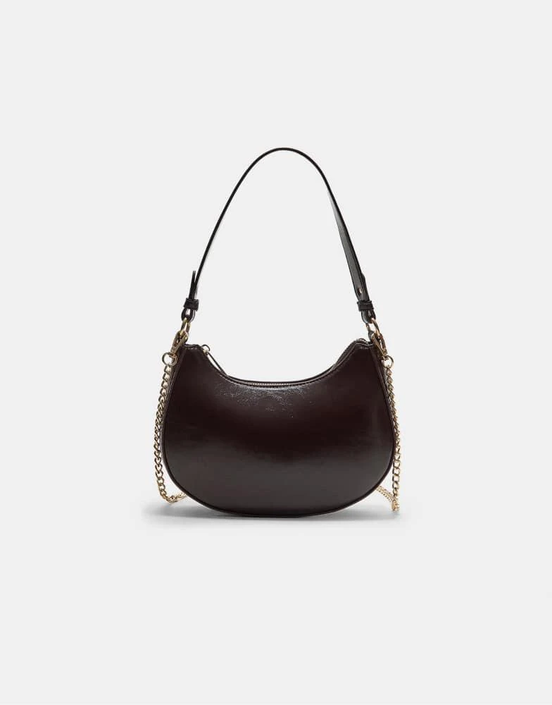 Stradivarius Stradivarius Moon shoulder bag with chain in brown from ASOS