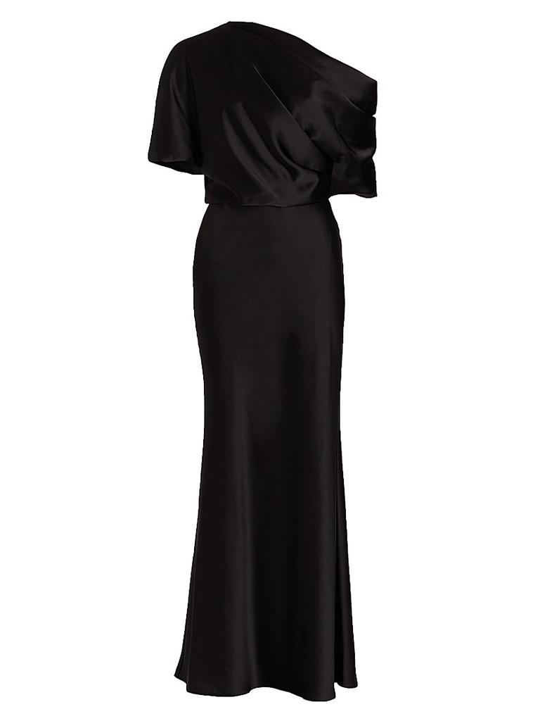 Amsale Satin One-Shoulder Gown