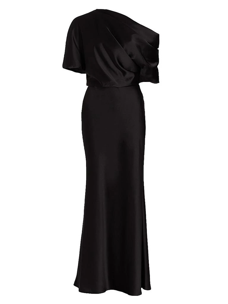 Amsale Satin One-Shoulder Gown