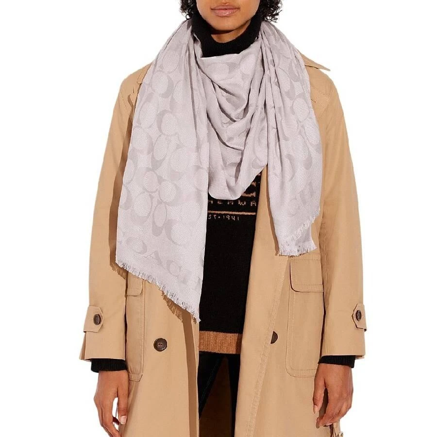 Coach Signature Logo Silk and Cotton Stole 2