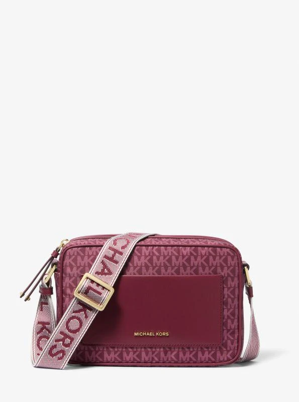 Michael Kors Jet Set Large Signature Logo Print Woven Crossbody Bag 1