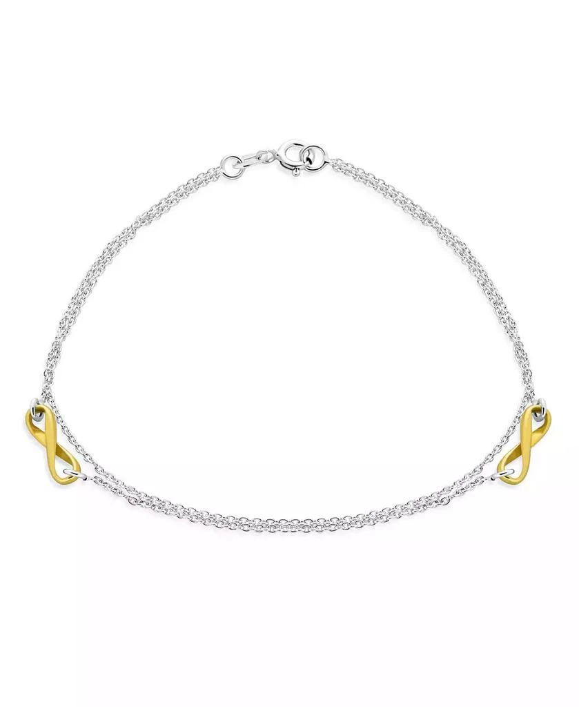 Bling Jewelry 2 in 1 Set Double Chain Two Tone Infinity Love Knot Anklet Ankle Bracelet Sterling Silver 9 Inch 2