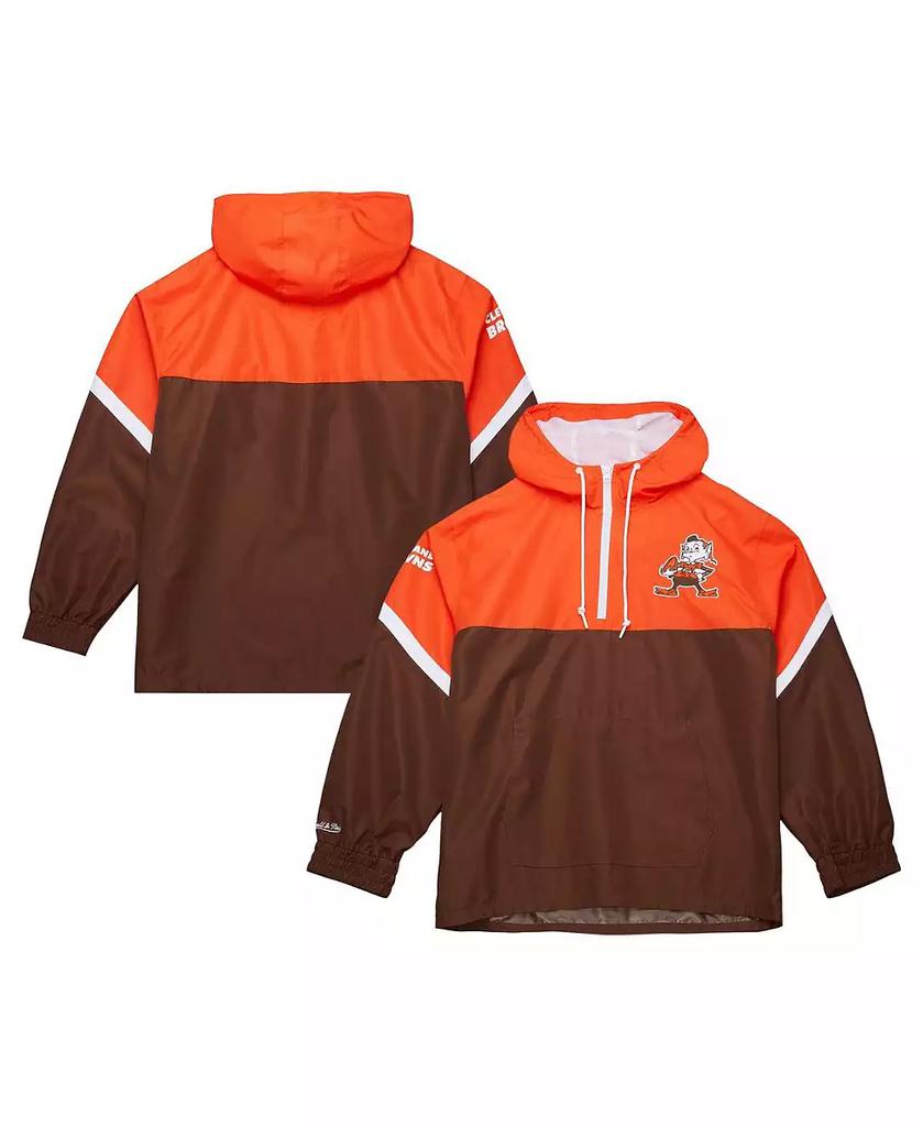 Mitchell & Ness Men's Orange/Brown Cleveland Browns Tie Breaker Vintage Logo Lightweight Anorak Half-zip Windbreaker