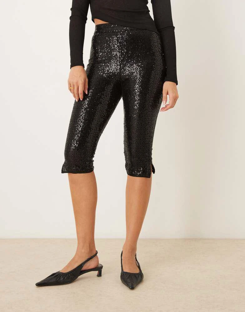ASOS ASOS DESIGN tailored sequin capri trousers in black