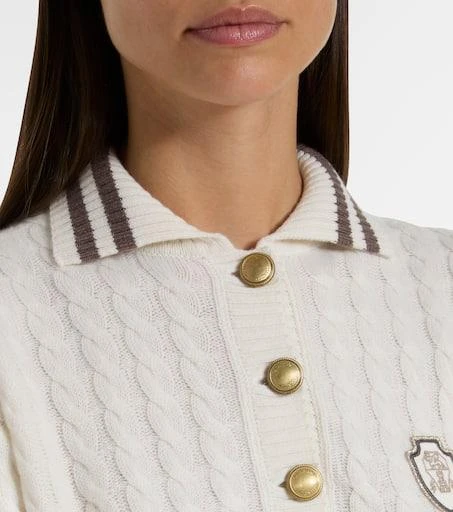 Brunello Cucinelli Logo cable-knit cashmere polo sweater 4