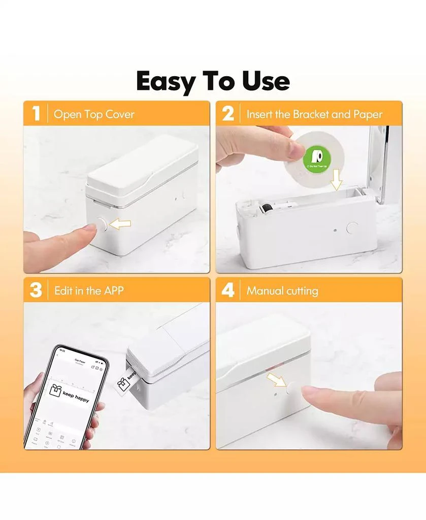 SWIFINT P31-S Portable Bluetooth Label Maker with tape. Features multiple templates for home, office
storage organization. White 7