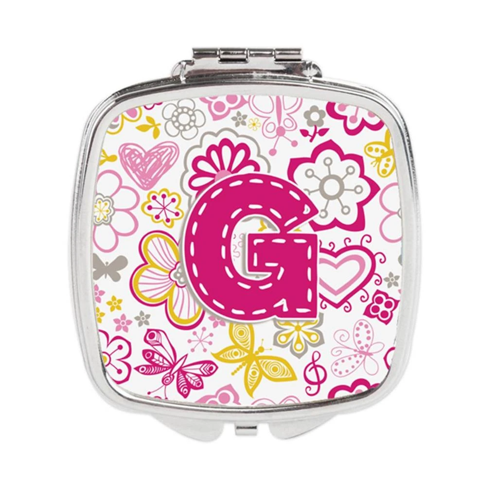 Carolines Treasures CJ2005-GSCM Letter G Flowers 
Butterflies Pink Compact Mirror