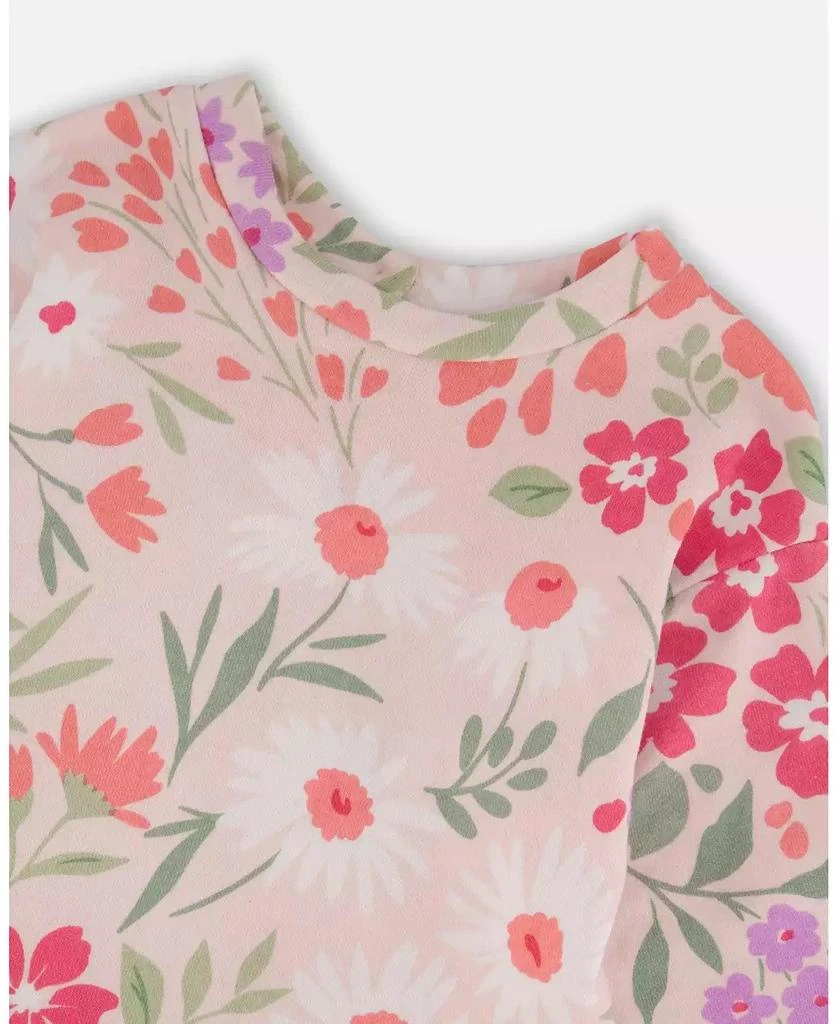 Deux par Deux Baby Girls French Terry Dress Pink Printed Flowers 4