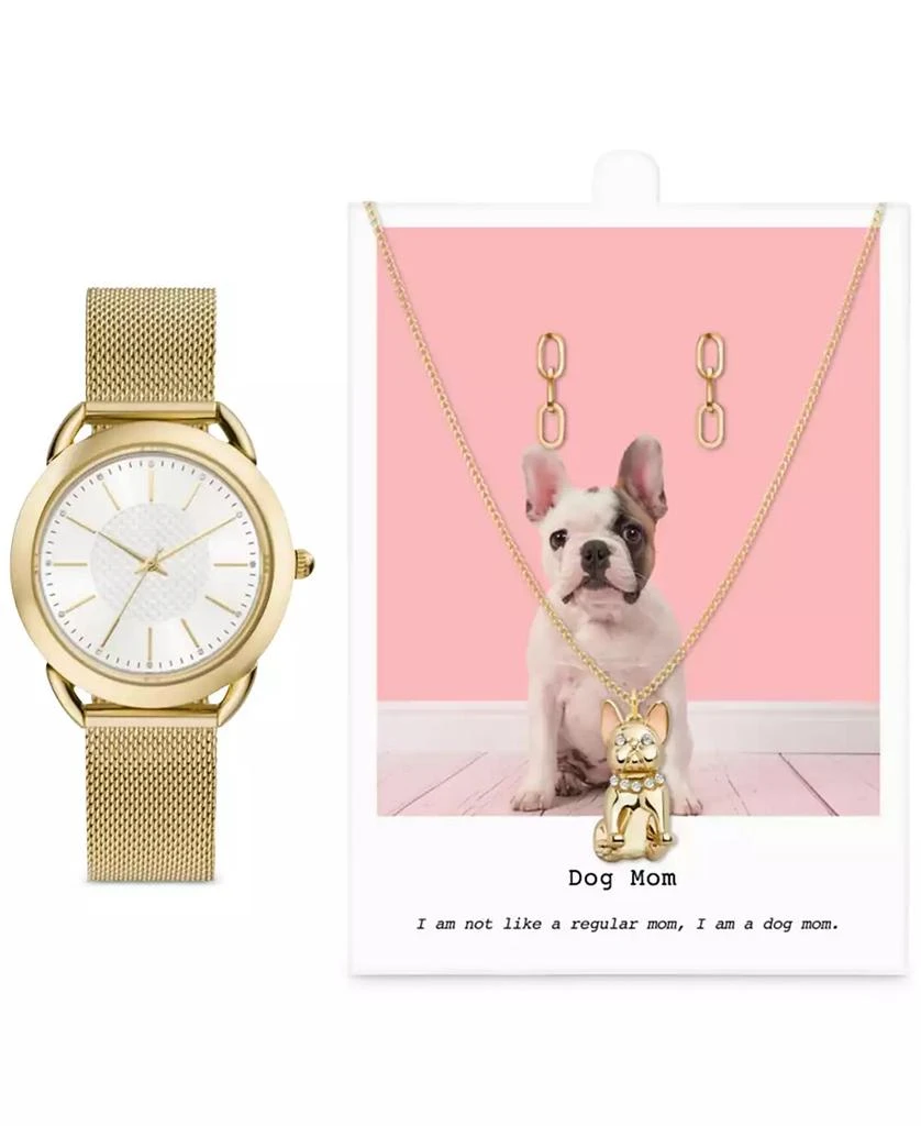 Jessica Carlyle Women's Gold-Tone Mesh Bracelet Watch 35mm Gift Set 1