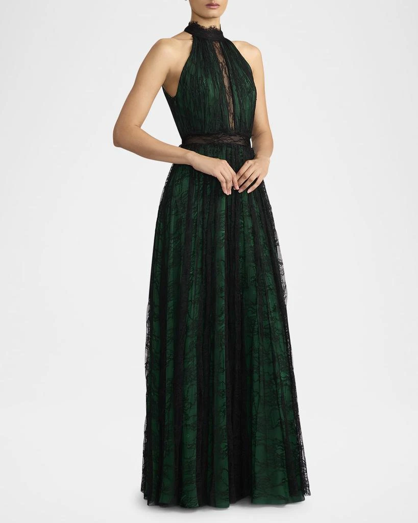 Zac Posen Wicked x Zac Posen Halter Chiffon & Lace Gown 4