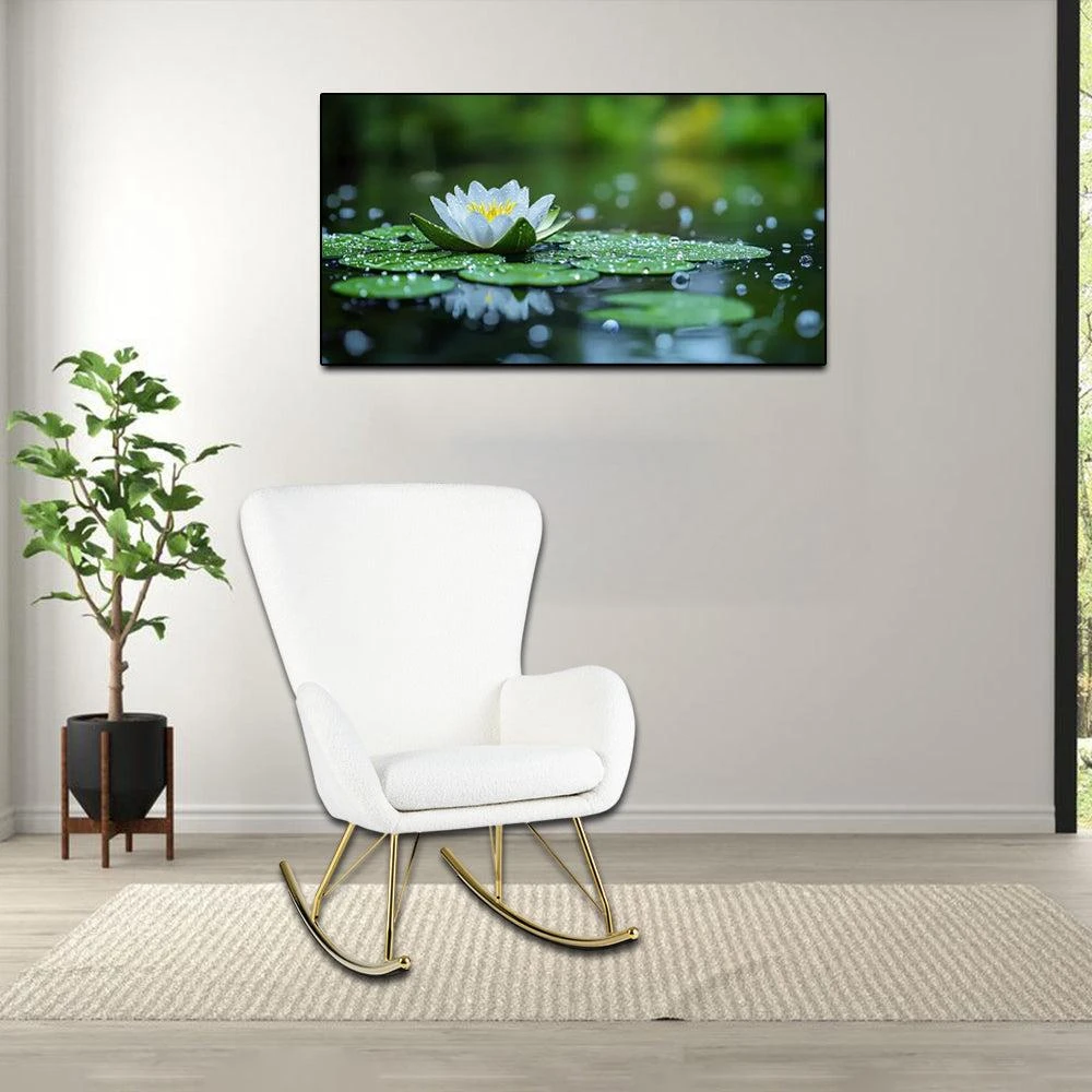 Hivvago Nursery Rocker Chair with Curved Back and Supportive Armrests