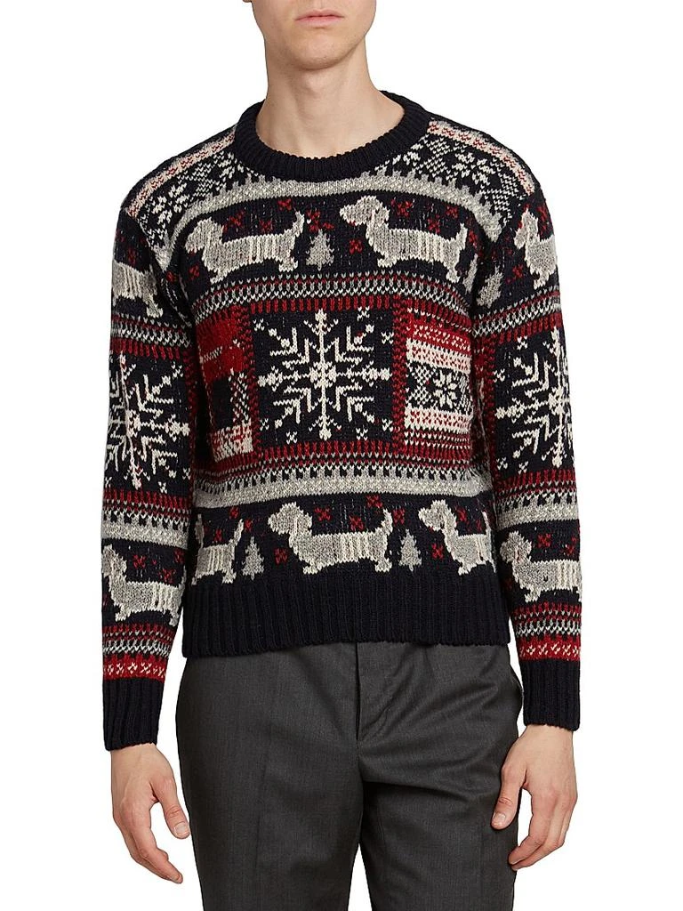 Thom Browne Holiday Hector Fair Isle Jacquard Wool-Mohair Sweater 3