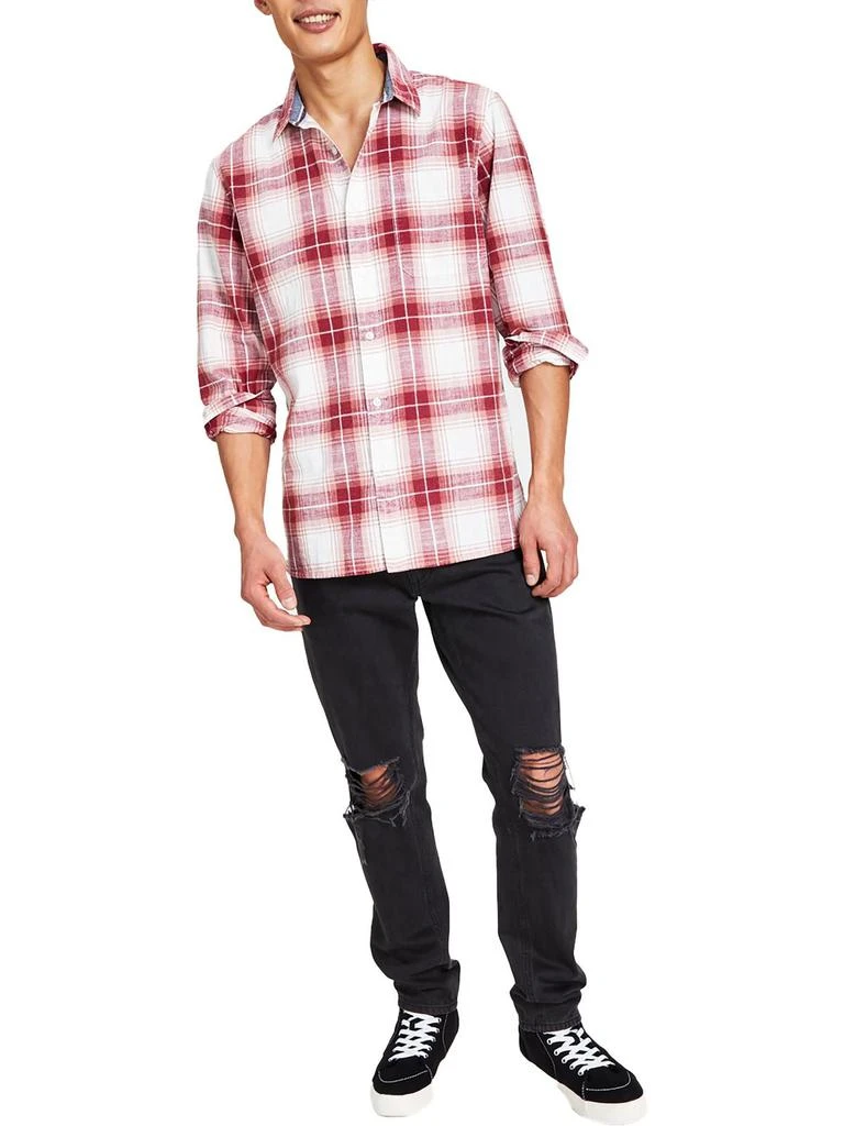 Sun + Stone Mens Plaid Cotton Button-Down Shirt 4