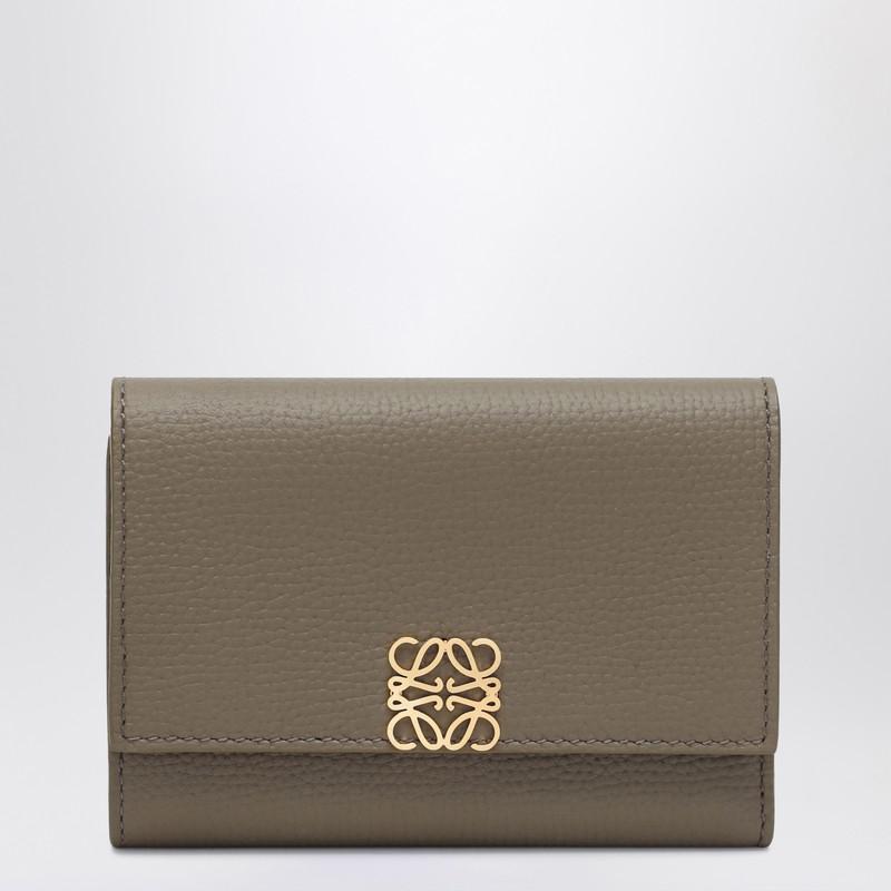 Loewe Small Anagram wallet in taupe grained leather