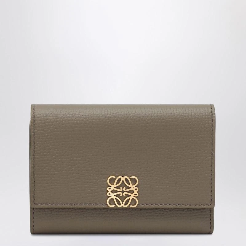 Loewe Small Anagram wallet in taupe grained leather 1