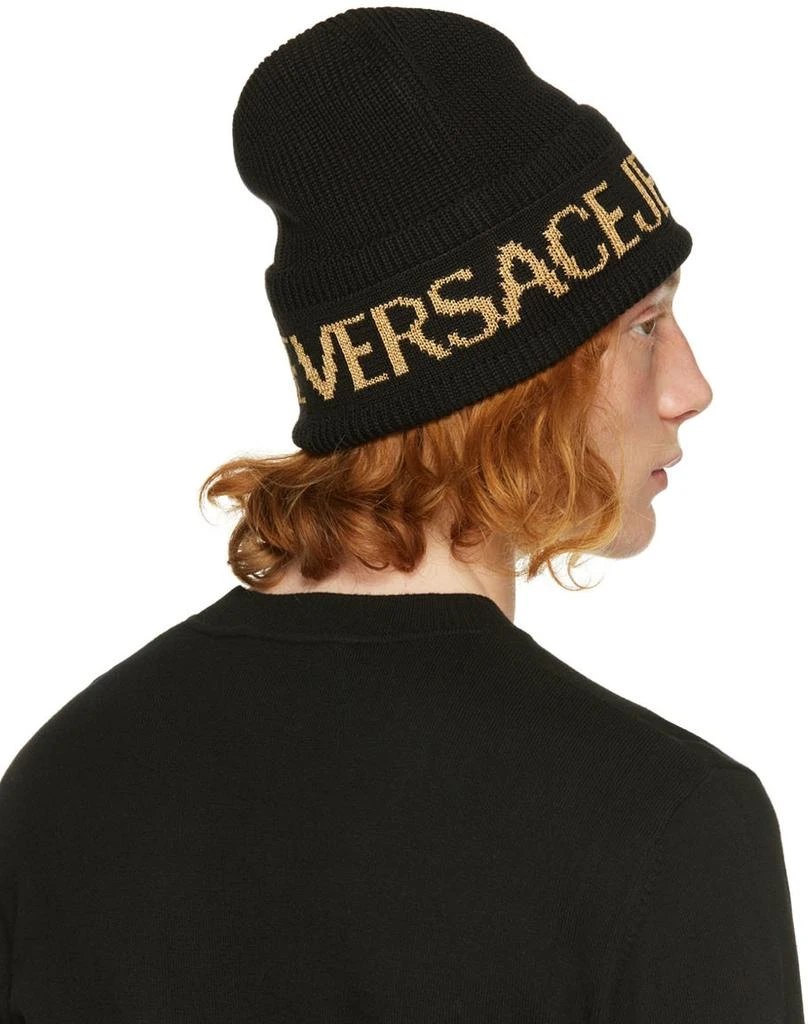 Versace Black & Gold Logo Beanie 3