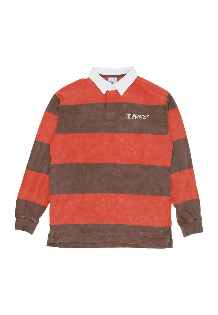Karl Kani Men's Long Sleeve Polo Og Sport Rugby Shirt Dark Brown/red 1