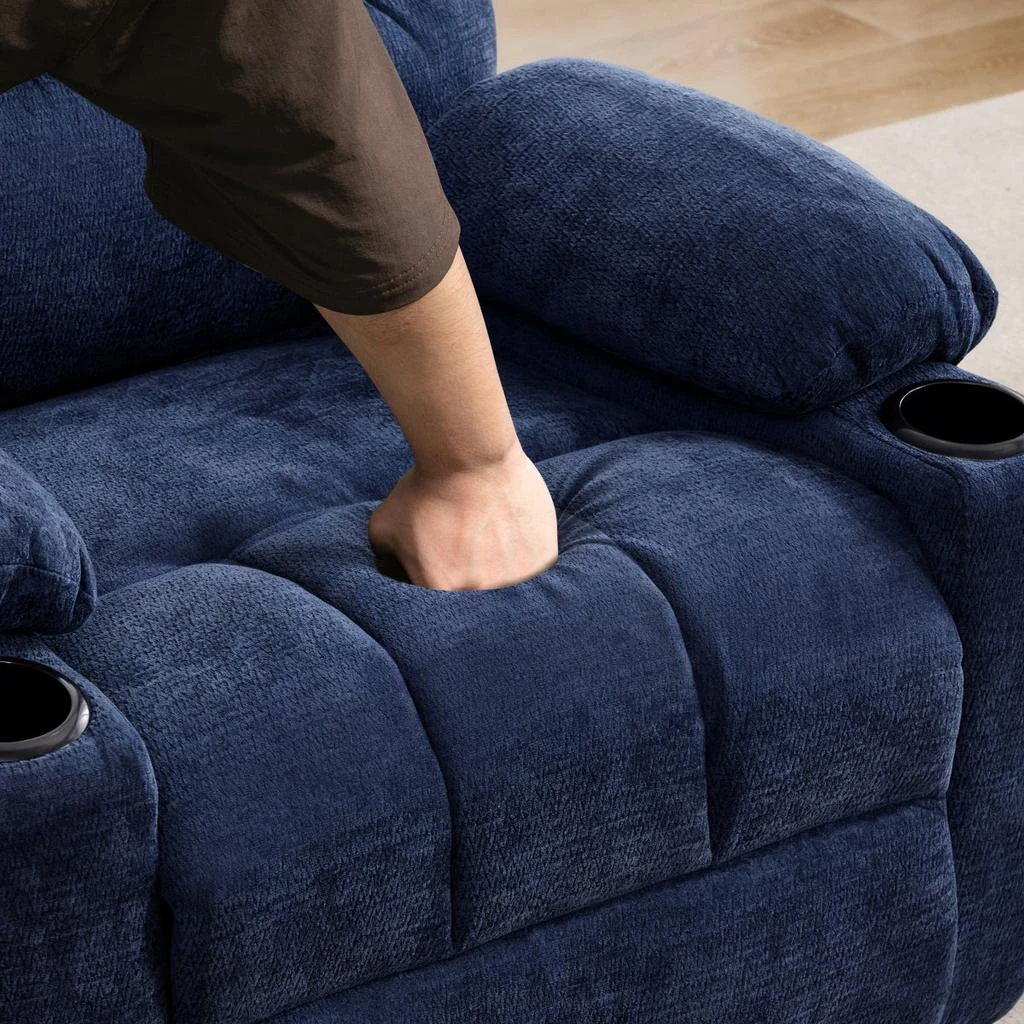 Streamdale Furniture Streamdale Blue Fabric Recliner Chair with Heat Massage, Rocker 
Swivel 6