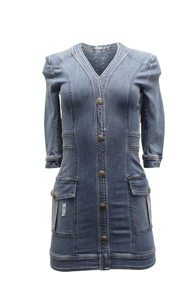 PIERRE BALMAIN Mini Dress in Blue Denim