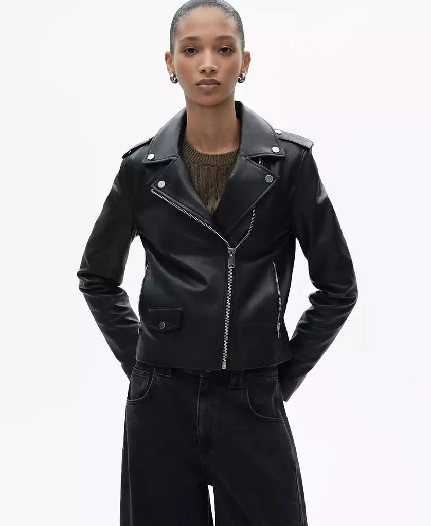 Mango Women's Leather Biker Jacket 1