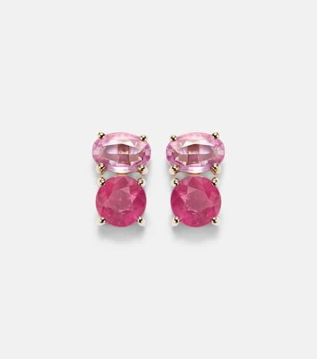 Stone and Strand 14kt gold (585/1000) earrings with rubies and pink sapphires