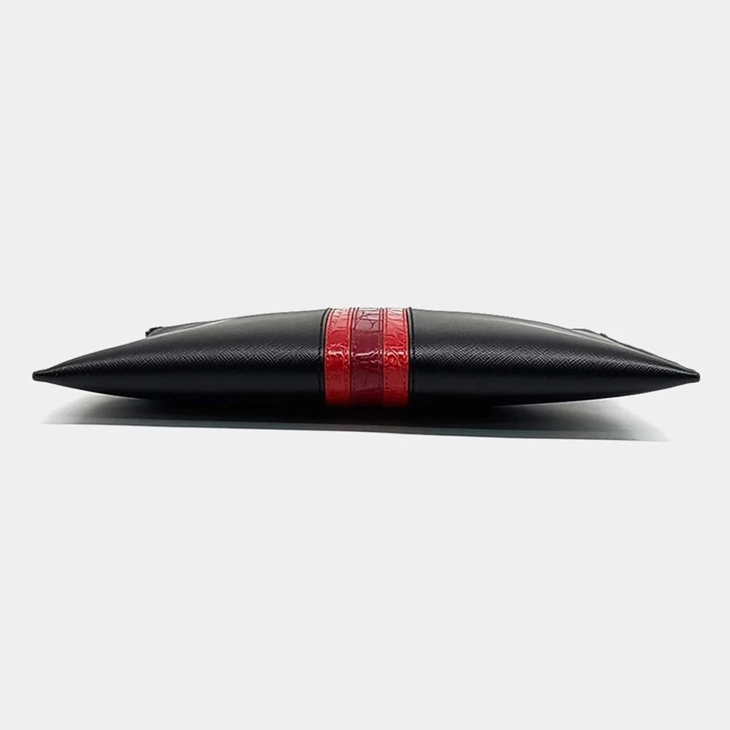 Prada Prada Black Red Leather Saffiano Clutch Bag 3