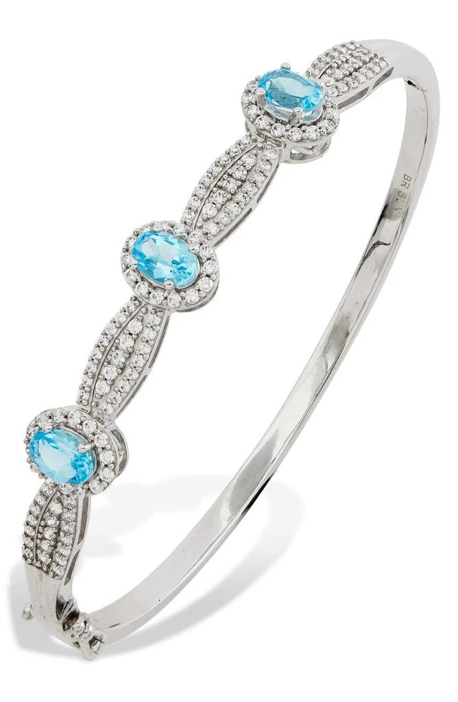 Savvy Cie Jewels CZ Pavé Created Sky Blue Topaz Bangle Bracelet 1