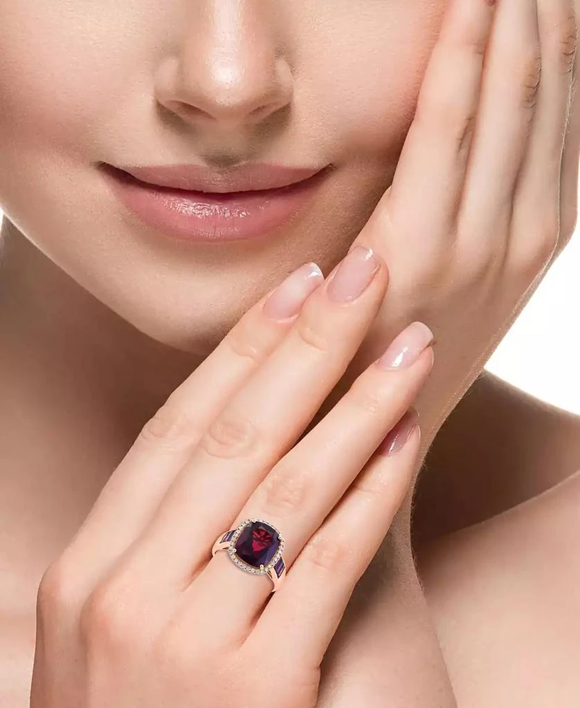 Effy EFFY® Garnet (7 ct. t.w.) & Diamond (1/6 ct. t.w.) Halo Ring in 14k Rose Gold 2