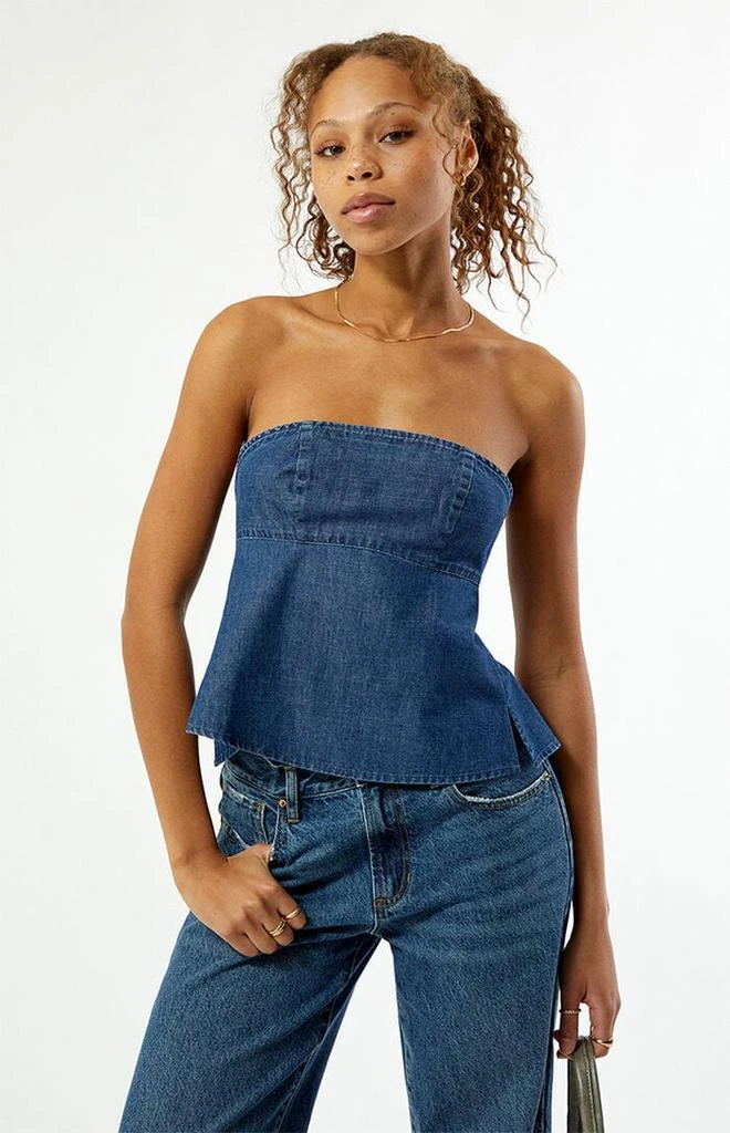 Your Favorite Strapless Denim Tie Back Tube Top 3