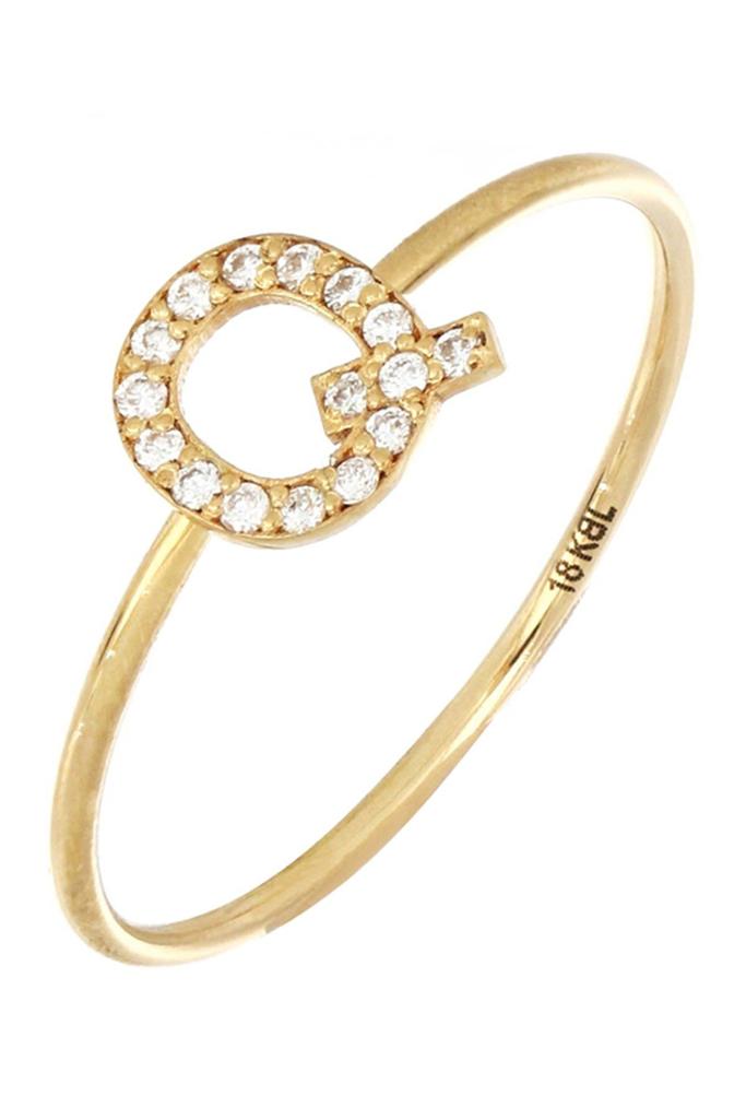 Bony Levy 18K Yellow Gold Pave Diamond Initial Ring - Multiple Letters Available