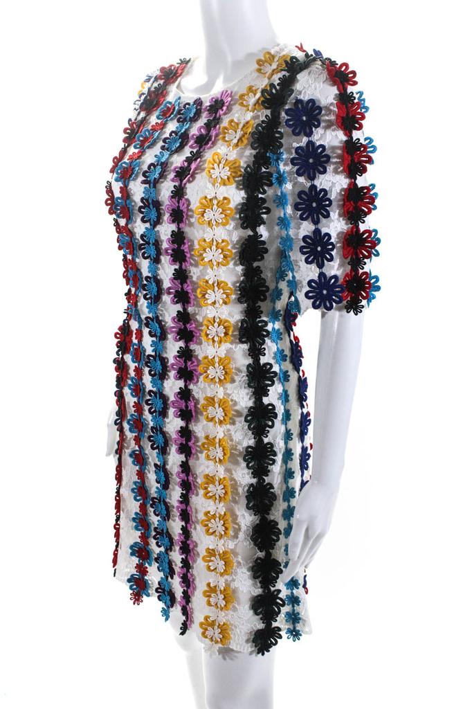 MARY KATRANTZOU Womens Guipure Lace Sheath Dress White Multicolor