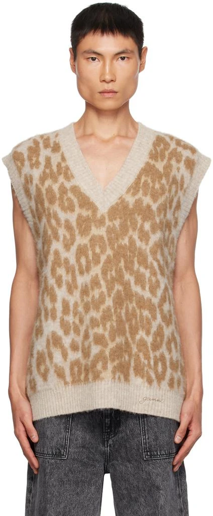 Ganni Brown Leopard Vest 1