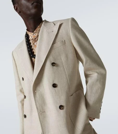 Valentino Double-breasted linen-blend blazer 5