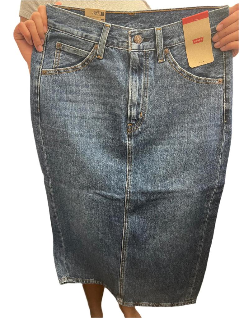 Levi's Women's High-Rise Back Slit Skirt In Meadow Games