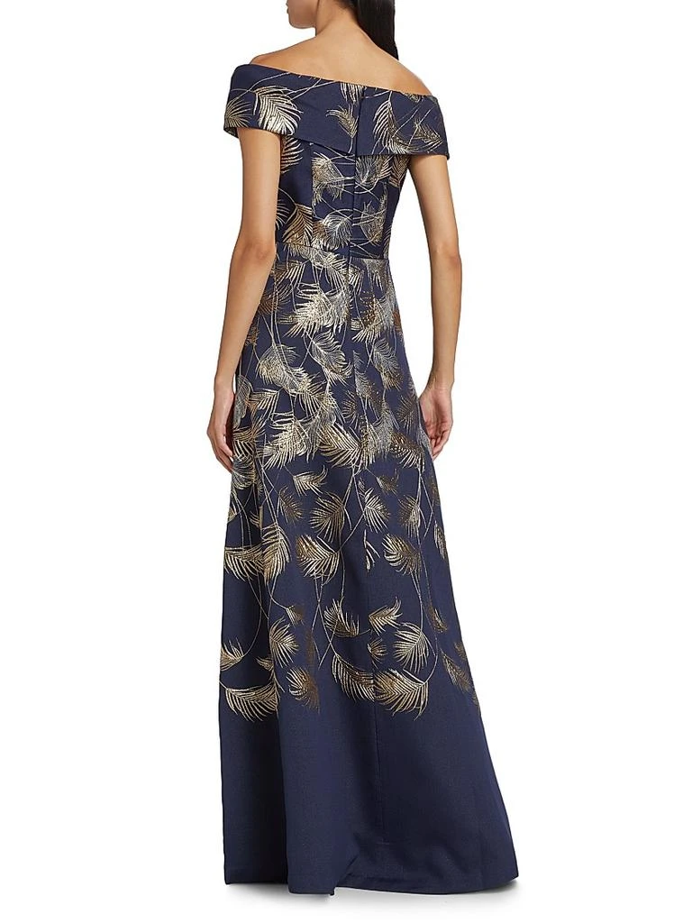 Teri Jon Jacquard Off-The-Shoulder Gown 5