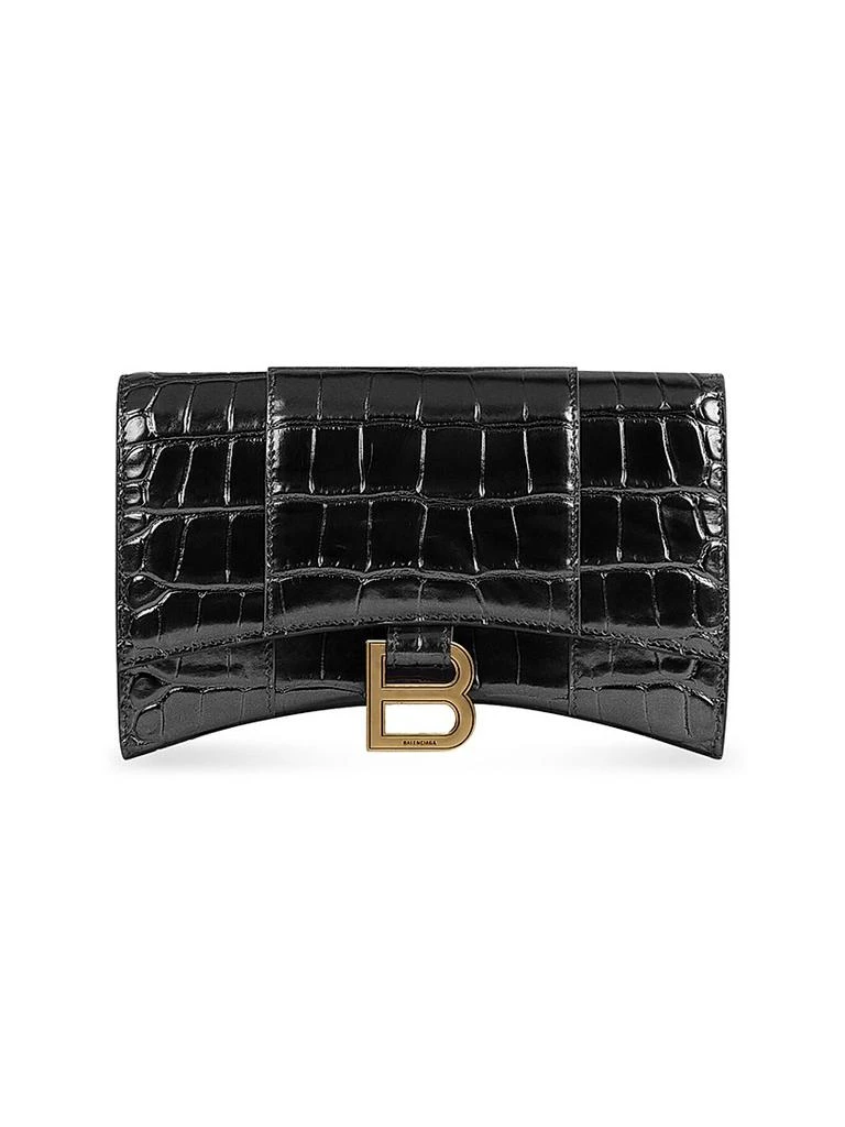 Balenciaga Hourglass Wallet with Chain Crocodile Embossed 6
