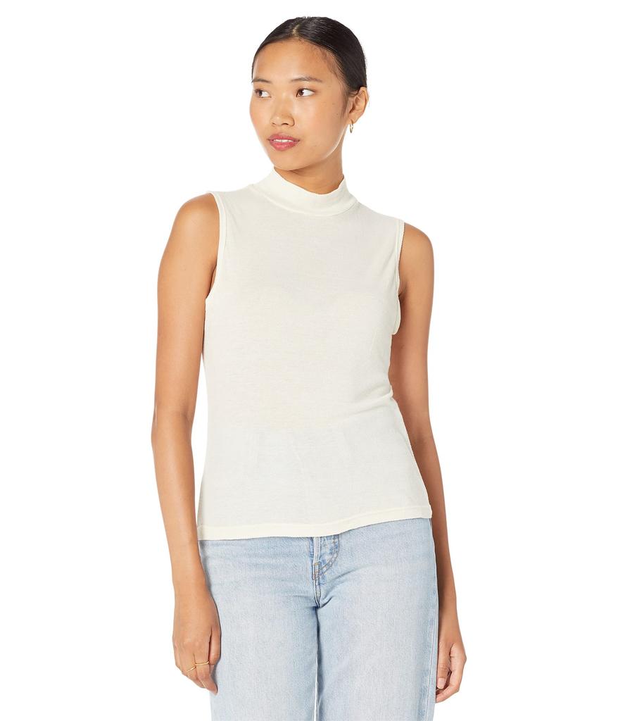 Monrow Sheer Mock Neck Tank