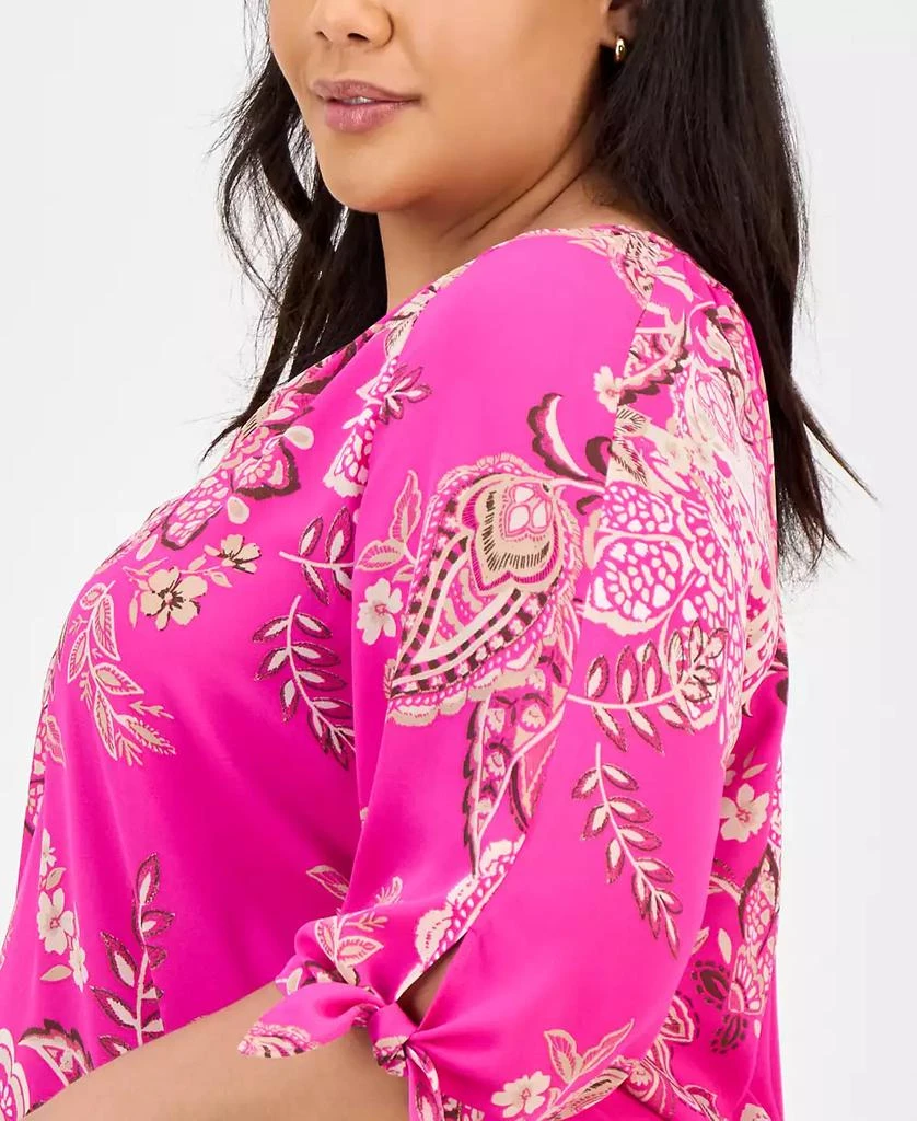 JONES NEW YORK Plus Size Paisley-Print Tie-Sleeve Blouse 3