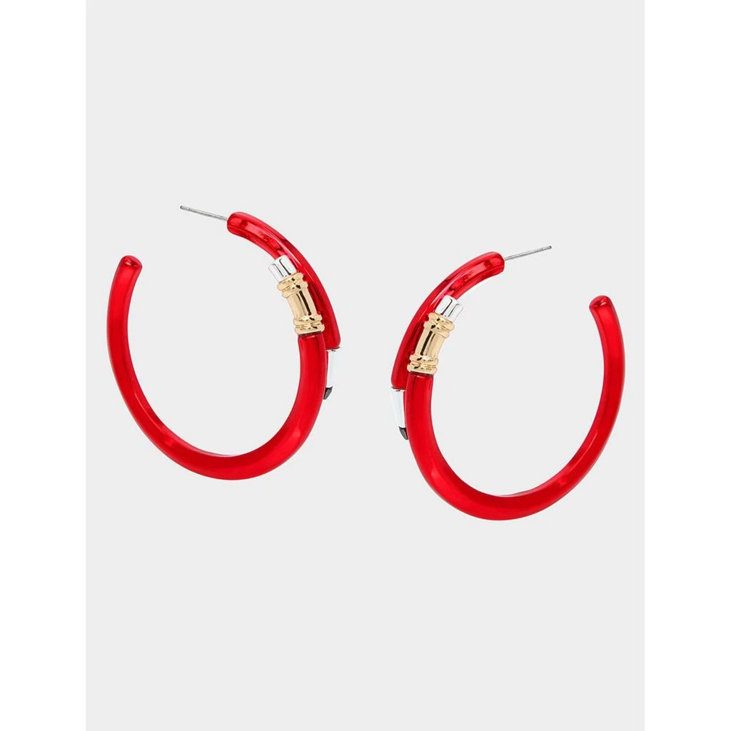 Betsey Johnson Book Smart Pencil Hoop Earrings Red 3